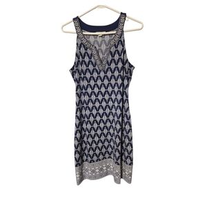 Market And Spruce Navy And White Embroidered Trim Knit Mini Dress